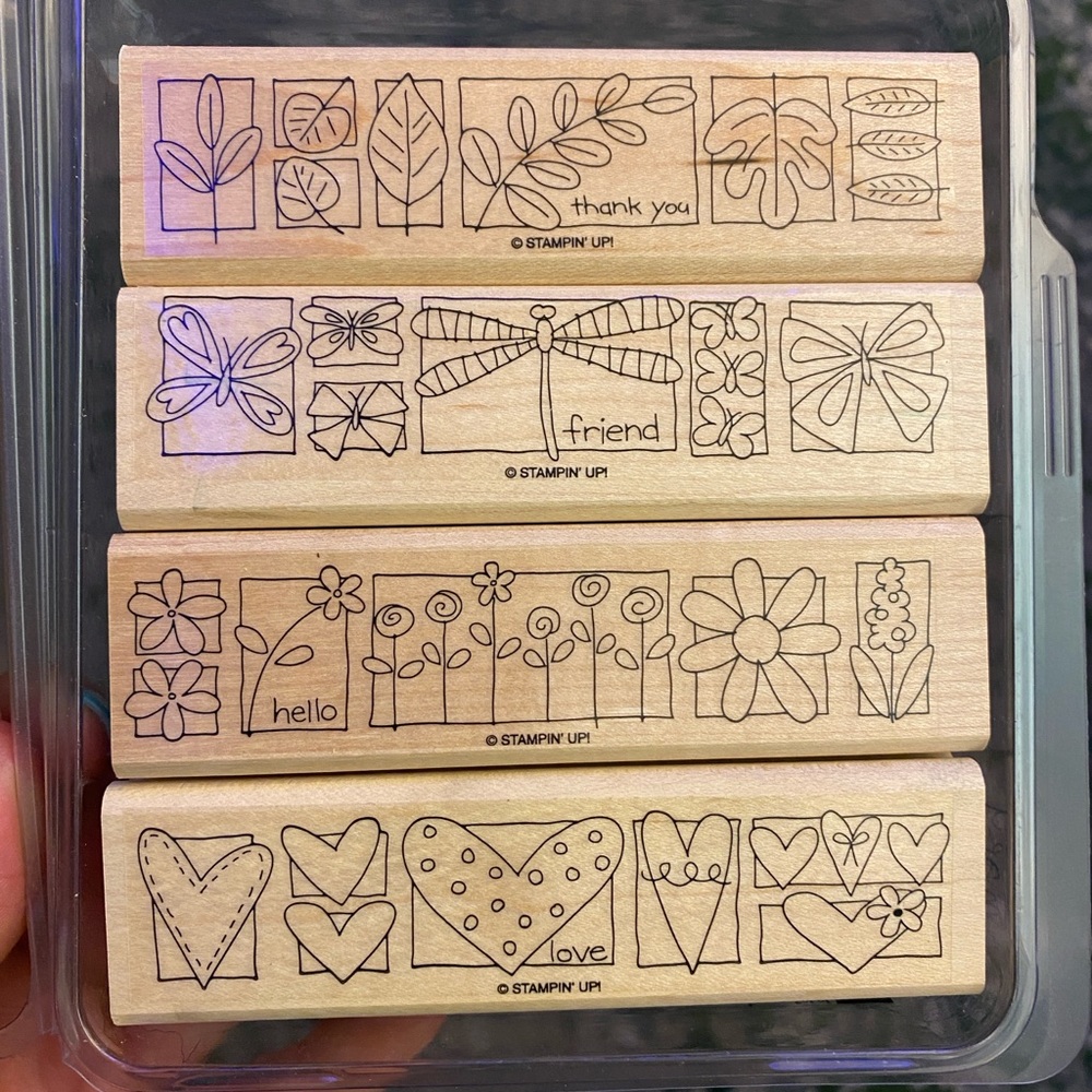 Stampin’ Up! A Little Bit of Happiness set of 4 Rubber and Wooden Stamps
